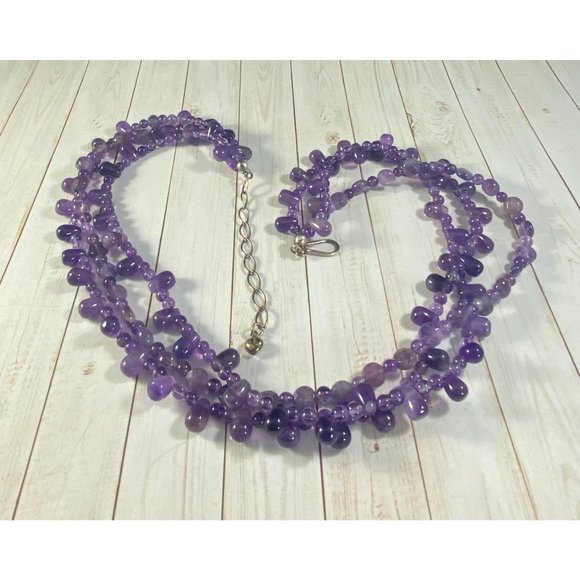 Jay King DTR Necklace 925 Amethyst Three Strand Beaded Signed - Picture 7 of 7